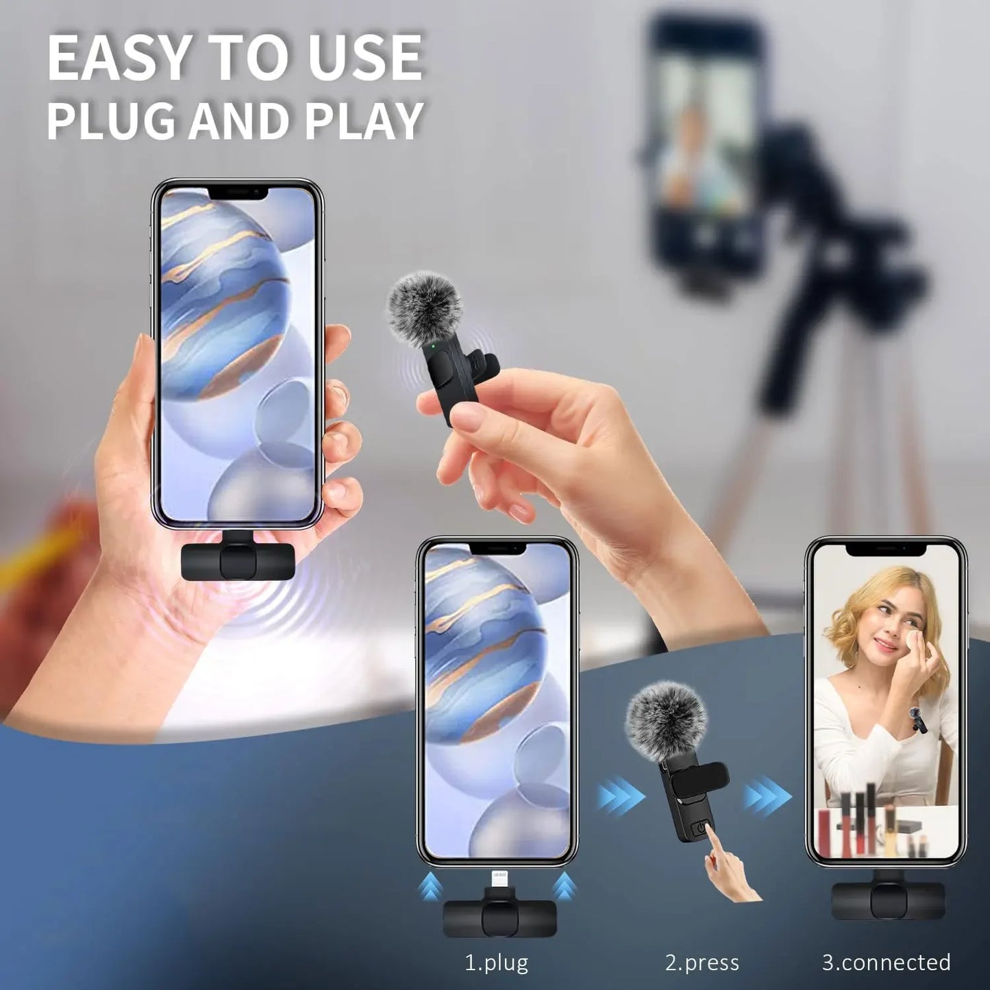 Draadloze Mini Microfoon voor iPhone en Android - Ruisonderdrukking en Plug-and-Play